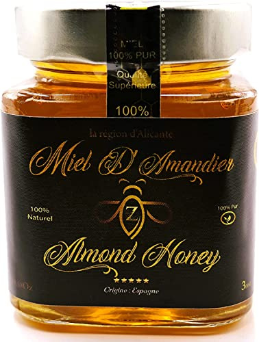 Miel d’amandier -100% naturel Pot de 300g, de La Qualité La Plus Fine certifier par Cetam 100% brut, Une Grande Variété De Saveurs Délicieuses.