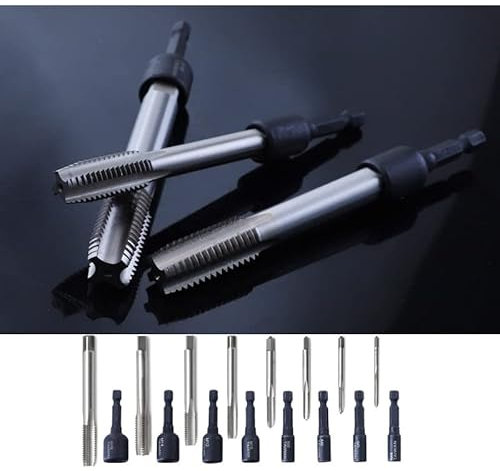 GatherTOOL Maschinen-Gewindebohrer-Stecknuss-Adapter 1/4-Zoll-Sechskantschaft-Vierkant-Schraubendreher-Schneidfutter HSS-Gewindebohrer-Gewindewerkzeug M4/M5/M6/M8/M10/M12/M14/M16 (Color : 16pcs)