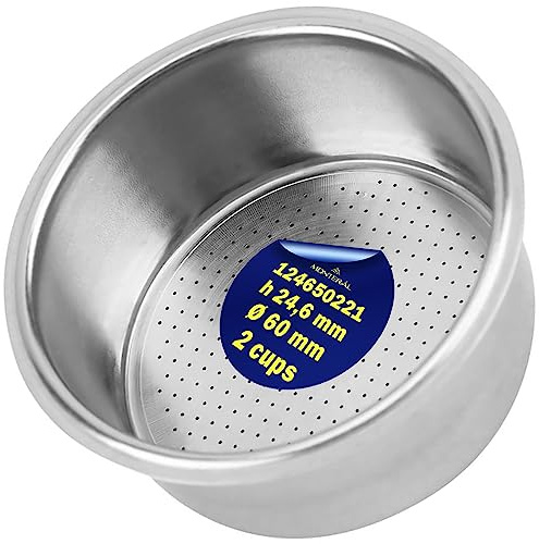 Kaffeefilter Edelstahl 2 Tasse Ø 60 mm h-24,6 mm 124650221 für Saeco | Passend für alle Modelle - Garantie 10 Jahre - MONTERAL