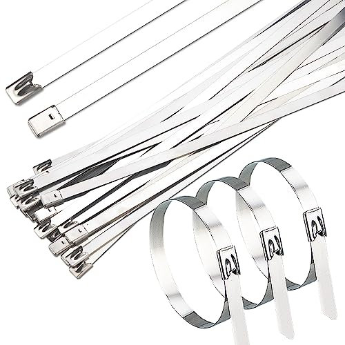 Fyihoxi 30 Pièces Collier de Serrage Inox 300 * 7,9mm Attaches de Câble Robustes Serre Métallique Câbles Attache Câblées Acier Inoxydable Attache Câbles en Métal Serflex Inox pour Fils,Câbles,Tuyaux