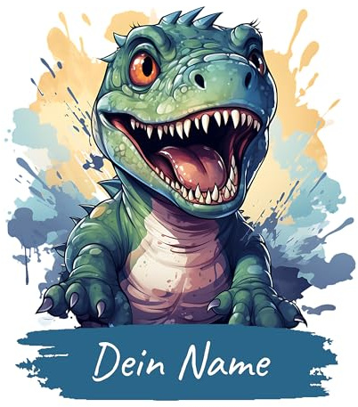 GRAZDesign Dino Wandtattoo Kinderzimmer Junge mit Namen personalisiert - Wandaufkleber über Bett & Sofa - 64x57cm