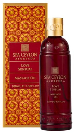 SPA CEYLON Love Sensual Massage Oil, 100 ml ayurvedisches Massageöl mit Ylang-Ylang, Patchouli und Zimt, sinnlich und pflegend, für entspannende und romantische Massagen
