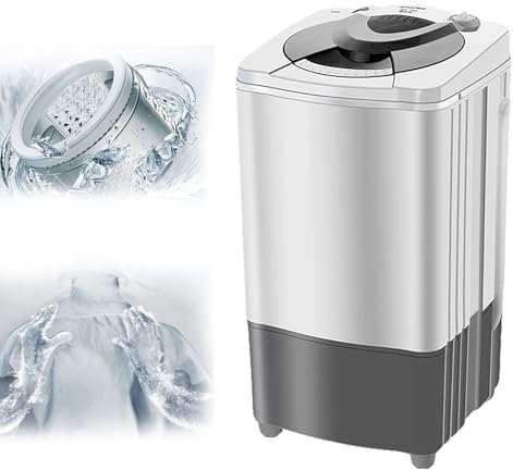WhAeoy Centrifuga, Centrifuga A Risparmio Energetico E Energetico, Luce Blu +9,5 kg+Cilindro Interno in Acciaio Inossidabile, Asciugatrice con Scarico A gravità, per Appartamenti,A