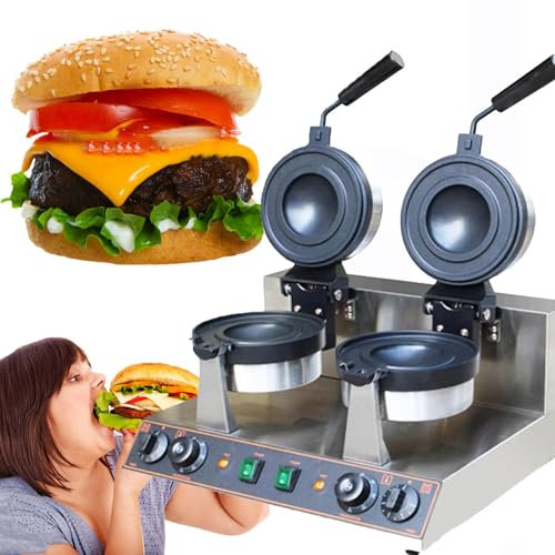 YANGYMM 1300W ÉLectrique Burger Gaufrier Commerciale, Presse à Panini éLectrique AntiadhéSive, ContrôLe de la TempéRature de 50 à 300 ℃, pour Boulangeries, Restaurants,B