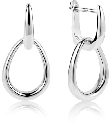 ALEXCRAFT Silber 925 Ohrringe Hängend Doppel Creolen mit Anhänger Damen