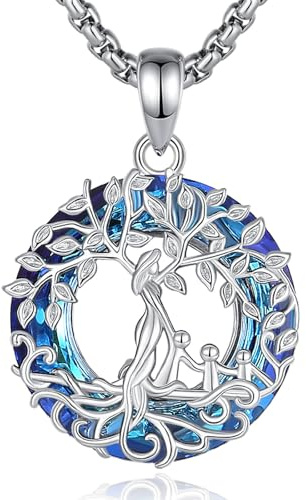AEONSLOVE Colgante Árbol de la Vida Plata de Ley 925 para Madre e Hija Collar Arbol de la Vida Mujer con Cristal Turquesa Malaquita Collares el Arbol de la Vida Regalos Dia de la Madre
