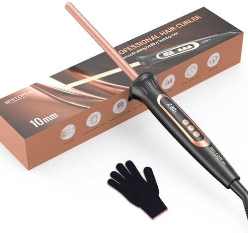 BESTOPE MIX Arricciacapelli da 10 MM, Multi-Temperatura, Ferro capelli per Piccoli Ricci, Ferro Arricciacapelli a Riscaldamento Rapido,Arricciacapelli con un Passaggio Ogni Cinque Gradi