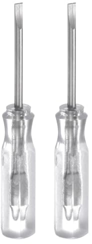 QUARKZMAN 2 Stück SL1.5 Mini Schlitzschraubendreher Set Kleine Schraubenzieher Set 1.5mm Magnetisch Schlitzkopf 45mm Länge Feinmechaniker Schraubendreher Set für Reparatur Werkzeug Set, Klar