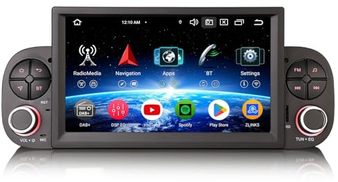 Erisin 7 pollici 8-Core 4GB+64GB Android 16 Autoradio 1 Din con Schermo per Fiat Panda 2013-2020 Supporto GPS Navigatore CarPlay Android Auto Bluetooth WiFi 4G DAB+ OBD USB FM Schermo tattile Canbus