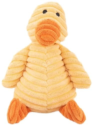 YUDOTE Duck Dog Toys for Puppies and Small Dogs Companion, Soft Stuffed Plush Dogs Toy with Squeaker, Pet Teething Chew Toys, Light Yellow
