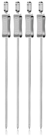 Giwnhvx Spiedini per kebab in acciaio inox per grigliare, 40,6 cm, spiedini in metallo con cursore per barbecue facile e sicuro, 4 pezzi, facili da usare