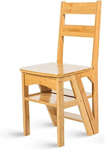 JXYQ Chaise échelle Pliante en Bois pour bibliothèque, escabeau Multifonctionnel léger et Portable 2 en 1, escabeau à 4 marches à Double Usage