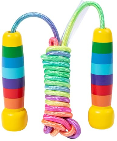 Corda per saltare arcobaleno per bambini, 1 Pezzi, Corda per Saltare Lunga, per Saltare Regolabile 2.8M Salto Corda in Cotone con Manico, corda per saltare per ragazze/ragazzi, per Bambini e Adulti