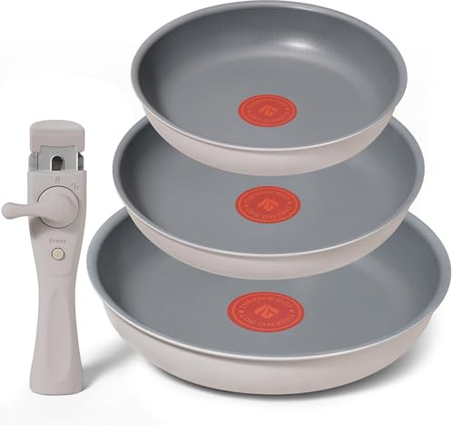 BLAZANT Pfannenset Induktion 4 tlg, Bratpfannen mit Thermo-Signal bei idealer Brattemperatur, Molekular gebondeter Induktionsboden, PFAS-frei, Kompatibel mit allen Herden, Ideal für Küche und Camping