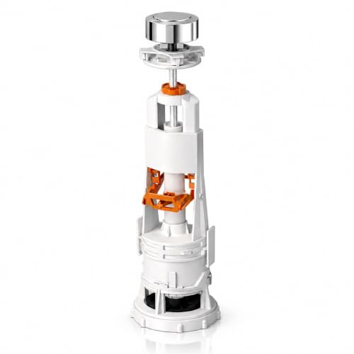 Descargador de Cisterna Universal con Base y Goma – Mecanismo WC Interrumpible, Montaje Fácil- Compatible con Cisternas de Doble Descarga-Base de Rosca-Goma de Cierre de Caucho modelo akua