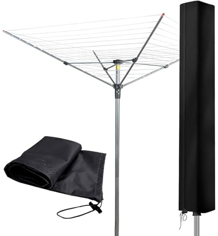 Premium Wäschespinne Schutzhülle für alle Modelle, Hülle fur Leifheit Wäschespinne mit Reißverschluss,Extrem reißfeste und wetterfeste Schutzhaube,420D wasserdichte und UV-beständig (160x15x15cm)