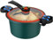 Pequeña olla a presión, 22 cm 3.5L mini olla de micro presión con manijas y tapa de bloqueo, serie antiadherente, de calefacción rápida para gas, inducción, estufas eléctricas (verde)