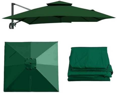 ZYXQQJ Carré Auvent De Parasol Déporté 3x3m Toile De Rechange pour Parasol De Jardin Extérieur, Couverture De Rechange pour Parasol(Green,Double top-3m/9.8ft)