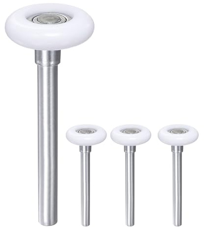 sourcing map 4pcs 1.8 White Nylon Garage Door Rollers for 2 Garage Track, 4.25 Long Stem Quiet Garage Door Wheels, 11 Ball Bearings, White
