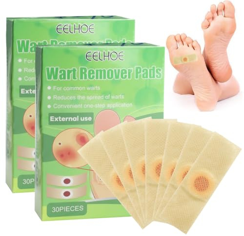 Wart Remover Plasters Patches, 60pcs Strength Verruca Treatment | Fast Acting Effective Pain Relief Gentle Herbal Formula, Safe for Adults and Children, for Plantar Warts on Feet Hands Toes