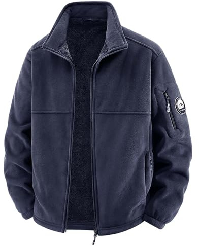 Chaqueta de Forro Polar para Hombre con Acolchado Grueso y Protección contra el Viento Abrigo Extra Cálido para Invierno Tallas Grandes con Tejido de Calidad y Cremallera(Black, M)