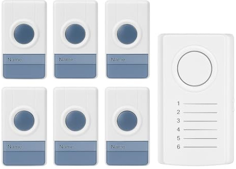 AntDau71 Sistema de timbre inalámbrico de 6 zonas con receptor y 6 transmisores RL-0506D – Alarma sonora y luminosa – Ideal para oficinas, hospitales, restaurantes – CW993