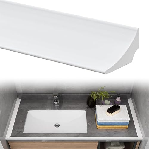 Barrière de Douche Pliable, 200cm Joint Porte Douche, Seuil De Douche Barrage D'eau Autocollante, Silicone Joint Douche de Barrage d'Eau, pour Séparation Humide et Sèche (Blanc)