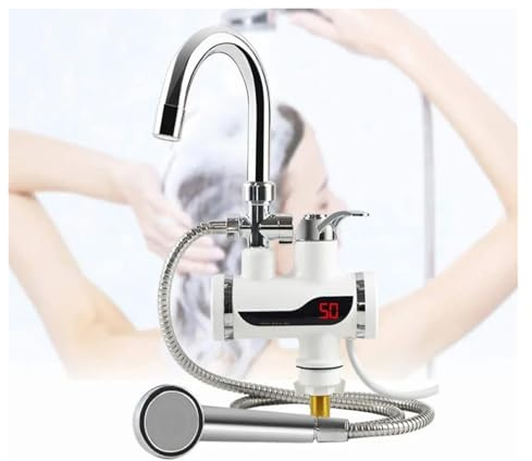 Mini chauffe-eau électrique instantané sans réservoir, robinet de cuisine, avec d'eau LED(Burgundy)