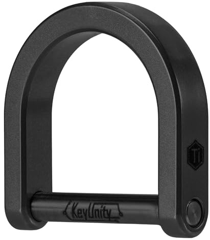 KeyUnity KA17 Titanium D Ring Key Shackle, U Shape Key Ring Horseshoe Clasp for Car Fob, DIY Leather Key Organizer Keychain,for Carabiners and DIY Accessories for Men & Women (L) Black