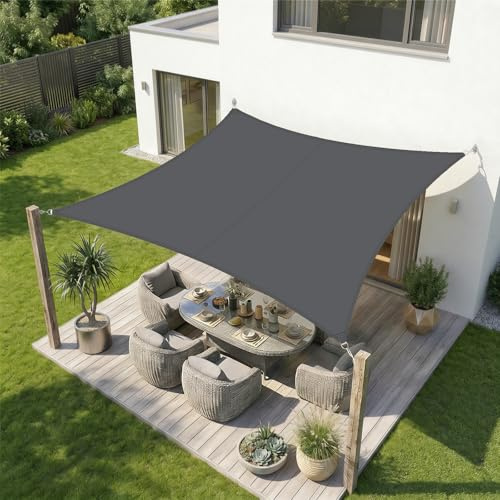Sekey Toldo Vela Impermeable 3x4m Rectangular, PES 160g/m², Resistente a la Intemperie y a Desgarros, Sellado de Costuras (Impermeable Fiable) y UV 95%, para Balcón Terraza Jardín, Antracita