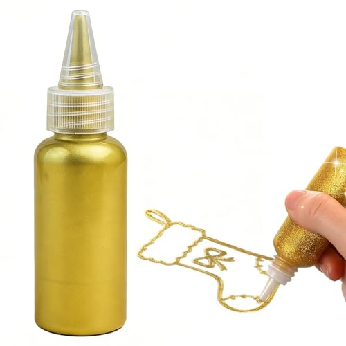 Nurila Acrylfarbe Gold, Wasserdicht Goldfarbe, Acrylfarbe Gold Metallic, Acrylfarben für Kunstmalerei, Leinwand, Glas, Keramik, Möbel, DIY-Kreation, 50ML