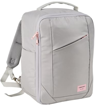 Cabin Max Manhattan - Zaino 40 x 30 x 20 cm, 24 l, in tessuto riciclato, approvato per volo, compatibile con Wizz Air, borsa da viaggio, colore nero, grigio e rosa