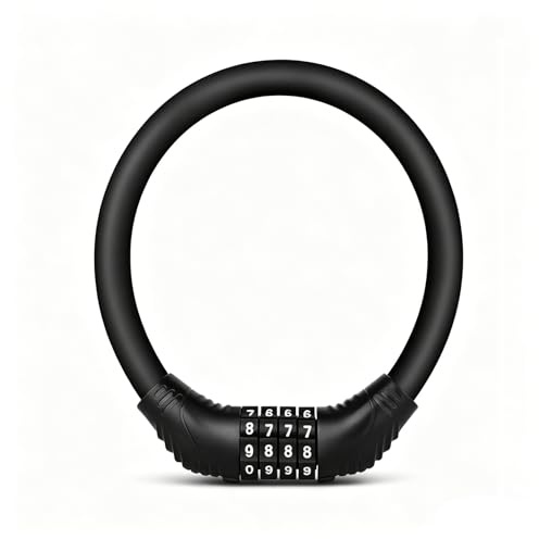 Febbya Cadenas Vélo Antivol à Code 4 Chiffres,Petit Cadenas à Câble Noir,Câble Combiné pour Trottinette Électrique et VTT,Antivol Vélo Enfant Réinitialisable
