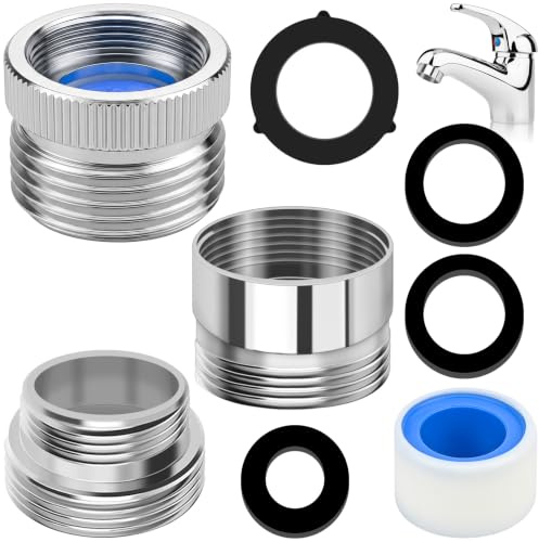 NISENTIA Faucet Adapter Kit, Brass Tap Adapter for Kitchen Sink with Aerator 3 Sizes Tap Aerator Sprayer Accessories with Washers Sealing Tape for Male Female Connecting Garden Hose Water Filters
