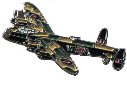 Anstecknadel in Form eines Lancaster RAF Flugzeugs aus dem 2. Weltkrieg, Metall, Emaille