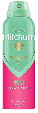 Mitchum Déodorant et anti-transpirant triple Odor Defense 48HR Protection pour femme Fleur fraîche 200 ml