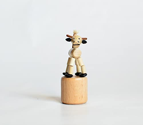 Rudolphs Schatzkiste Holzspielzeug Wackelfigur Kuh Höhe=7cm NEU Spielzeug Wackeln Wackeltier Wackelspielzeug Figur Holzspielzeug Holztier Tier Drücken Drückfigur Holz Holzfiguren Seiffen Erzgebirge