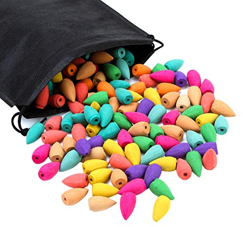 Aneco 180 Pieces Backflow Incense Cones 10 Mixed Natural Scents Rose Jasmine Lily Mint Lavender and More Kinds of Mixed Natural Backflow Incense Cones
