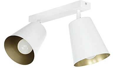 Licht-Erlebnisse Deckenstrahler Spot 2-flammig Metall in weiß gold schwenkbar 2x E27 Flur Schlafzimmer Küche Innen Deckenleuchte Deckenlampe