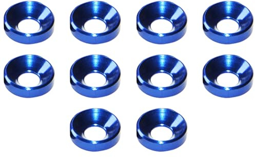 Arandelas avellanadas de aluminio anodizado M4, 10 unidades, arandelas avellanadas para la bahía del motor, arandela de parachoques (azul)