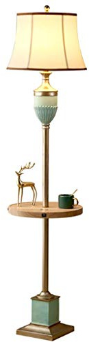 Amerikanisch Trophäe Stehlampe Mit Massivholz Runde Regale,USB Ladesofa Kaffetisch Vertikaler Boden Bett Fußschalter Lampe AA+