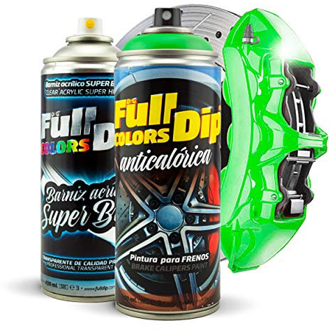 Kit di vernice spray super brillante per pinza freno, 400 ml (1 vernice spray + 1 vernice brillante spray), facile applicazione, finitura professionale (11 colori a scelta) (verde lime)