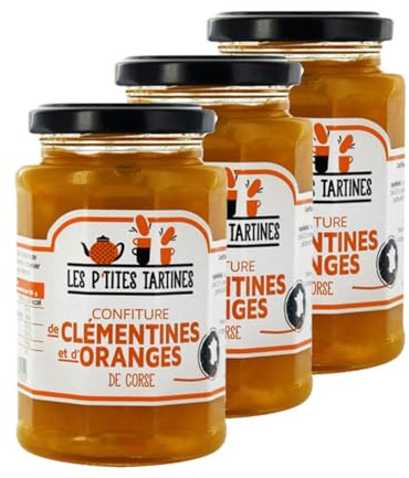 Lot de 3 Confitures Oranges de Corse et Clémentine 315g – Les P’tites Tartines – Confiture aux agrumes pour petit déjeuner