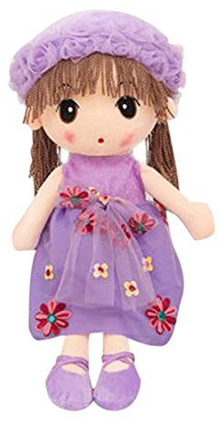 LICHENGTAI Weiche Stoffpuppe, Stoffpuppe babypuppe Püppchen mit Haar, 45cm Schöne Puppe Stoffpuppe Plüsch Stofftier Spielzeug Cartoon Deko Toy Geschenk Gift für Kinder Baby Mädchen, Lila