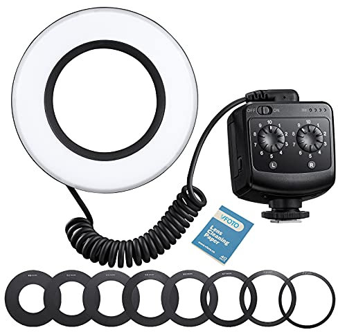 Godox RING72 Macro LED Ring Light with 8 Adapter Rings, 8W 5600K 72 LEDs Macro Ring Light Dual Power Supply System Compatible with Canon Nikon DSLR Camera for Shooting of Youtube, Videos