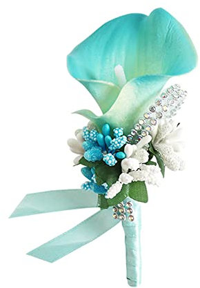 Duories 2 Stück Calla-Lilie Blume Ansteckblume Hochzeit mit Anstecknadel,Hochzeitsblumen Bräutigam Groomsmen Ansteckblume,Hochzeit Zubehör,Boutonniere für Hochzeiten Bankette Jubiläumsdaten(Blau)