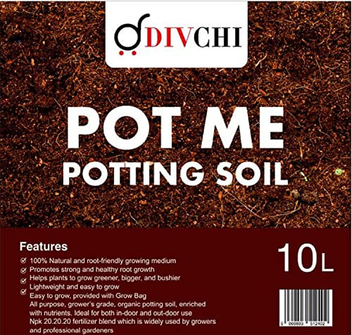 DIVCHI 10L All/ Multi-Purpose Compost Soil – Organic Enriched with Nutrients Rich Compost Mix for Potting, Growing Garden, Outdoor, Indoor Seed Plants