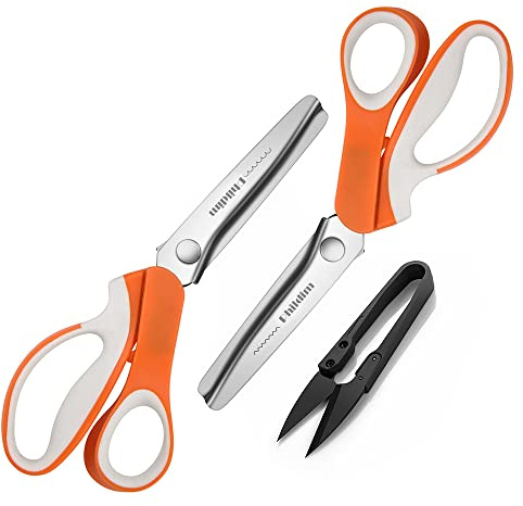 Phildim - Set di 2 cesoie a zig-zag per tessuto in pelle e carta, forbici da cucito per sartoria rosa PD-002-UK-A