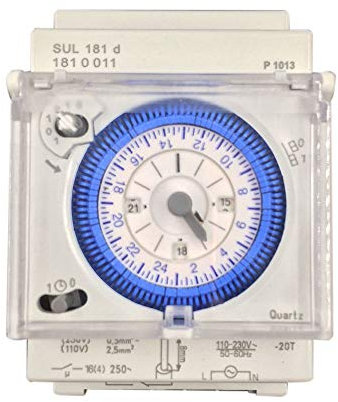 Wresetly Analogico Timer Meccanico Interruttore 110V-220V 24 Ore Giornaliero Programmabile 15min Impostazione Tempo Interruttore Relè SUL181D