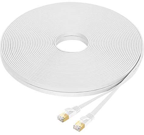 Fumitt Cat 8 Ethernet Kabel Hohegeschwindigkeit Flach Gigabit RJ45 Lan Internet Netzwerk Kabel Patchkabel 40Gbps 2000Mhz für Switch, Router, Modem, laptop, PC (Weiß) (White, 25m)